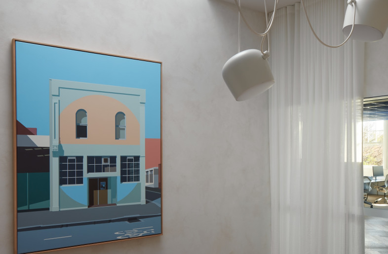 Lighter blues are used throughout the walls and furnishings, referencing the dominant use of Klein blue. - Luc Remond