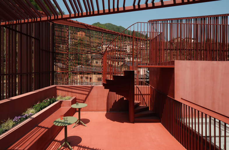 The texture mimics traditional weaving patterns – and the structure’s division that of the nearby homes – but its colours and materials keep things undoubtedly modern. - Jonathan Leijonhufvud