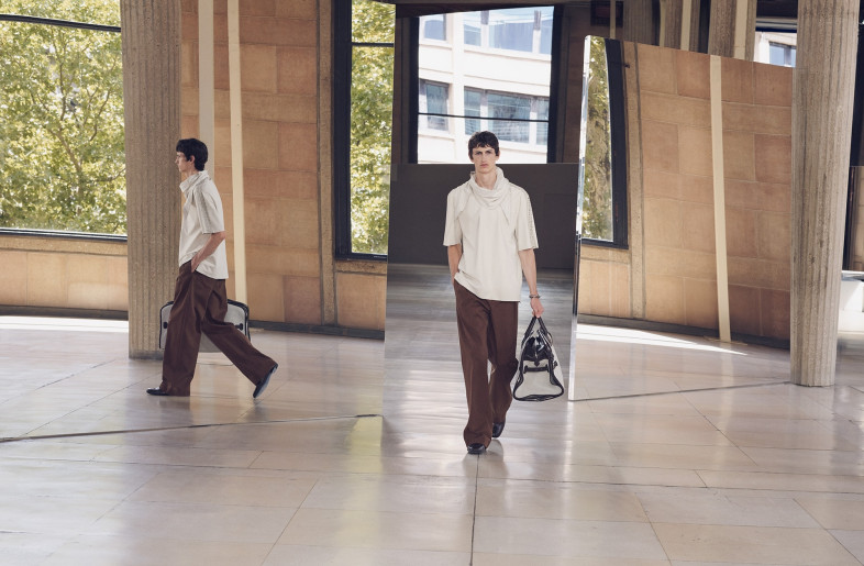 Because of the reflection – especially that of the building’s tall, gridded windows and the greenery outside – the spatial logic of the room dissolved completely. - Courtesy of Hermès