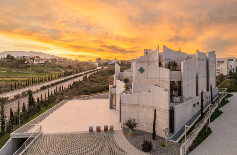 This vet hospital blends into its hilly surroundings with a terraced structure. - Leonit Ibrahimi