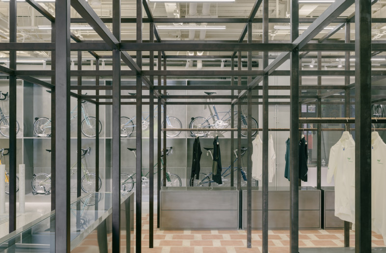 In a sculptural setting, Aitashop's new flagship ‘The Future Rain’ occupies a dramatic industrial shell within Beijing’s 751 D·PARK, a cultural complex set in a decommissioned 1950s-era chemical plant. - Wen Studio