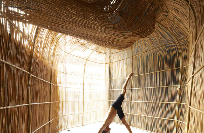 Private Yoga Studio Pod - Rattan Materials - Photo:https://www.edmundsumner.co.uk/