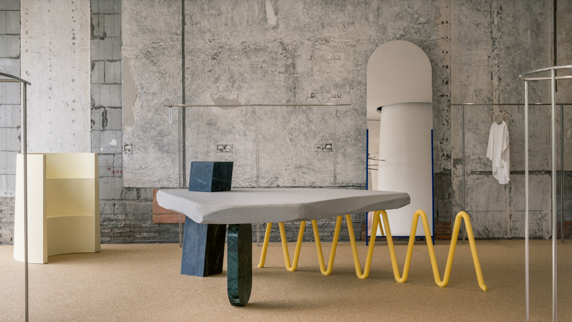 This nonuniform store interior reflects its multi-brand nature