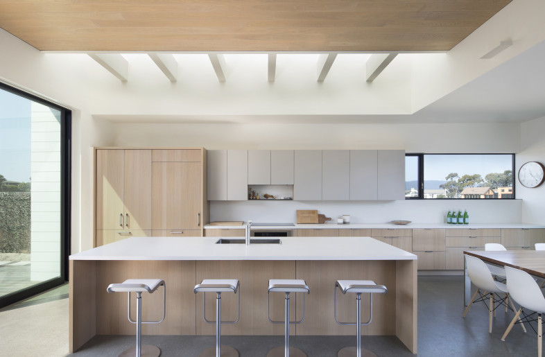 A custom kitchen built by Henrybuilt, aligned with skylights. - Paul Dyer