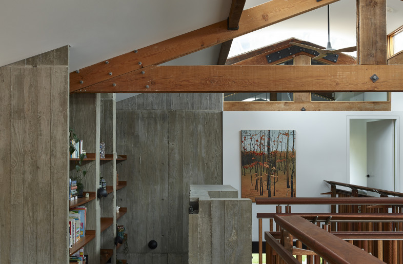 The elaborately detailed balustrades are testimony of the skill of the carpenter and wood turner, while materially referencing the 150 year old oregon timber trusses overhead. - Derek Swalwell