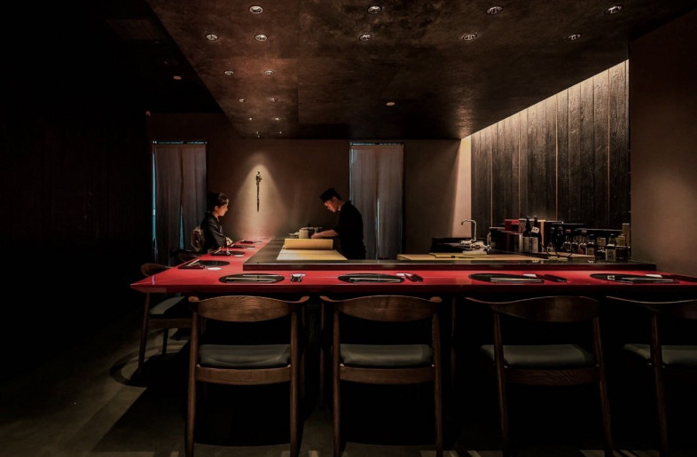 Sushi bar as the tea culture and wabi-sabi style. - YUHI STUDIO