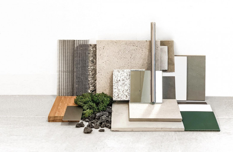 Confloor, Stainless Steel, Glass, Mesh Fabric - major material