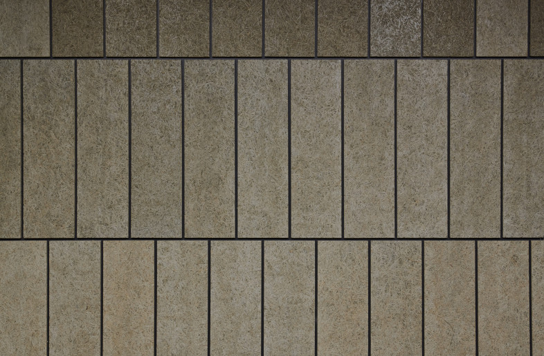 Tile wall surface with original processed sound absorbing material - junpei kato