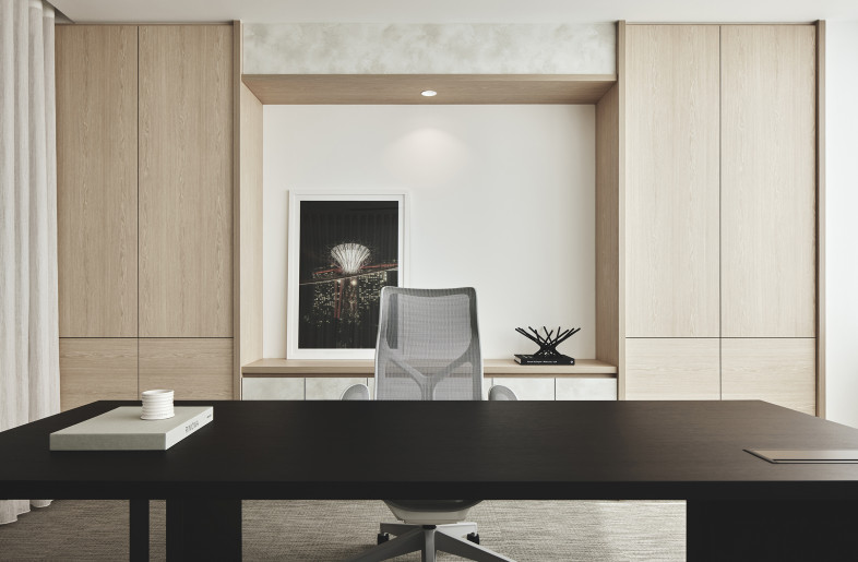 Clean lines and flushed volumes keep the space neat and timeless. - Studio Periphery
