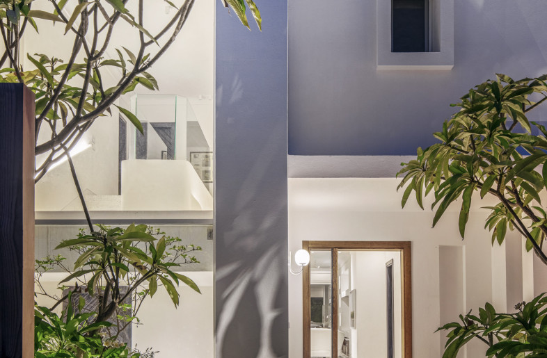 Outdoor lighting and landscape designed for a play on shadows. - Louay Nasser