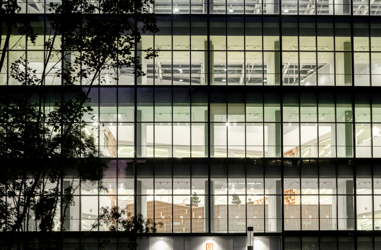 the night view of library building facade - Photographer: SHI Yunfeng