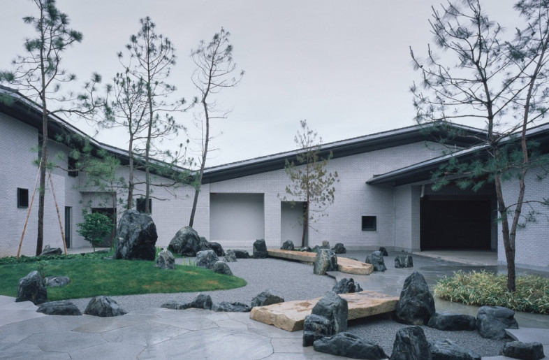 Inner Garden: stone bridge in the center of the garden extending one’s perspective, pines growing naturally - Hao Chen