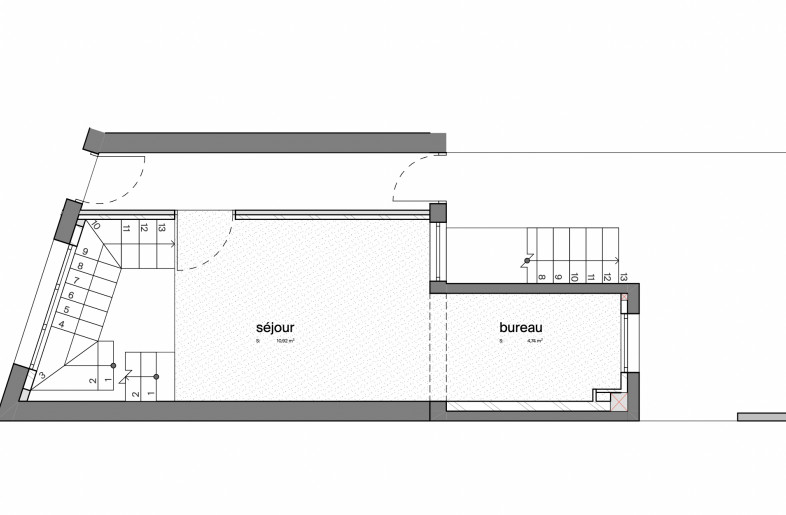 Lower floor: living room and study - Corpus Studio