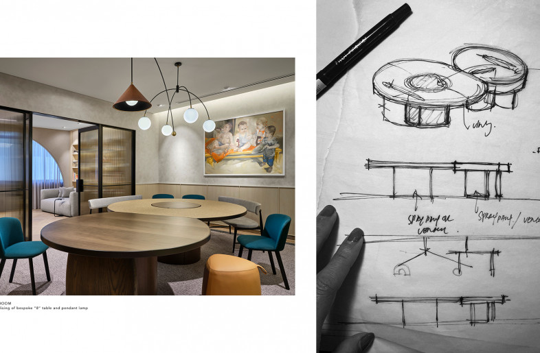 Process sketch of the Meeting Room figure of 8 table. - White Jacket