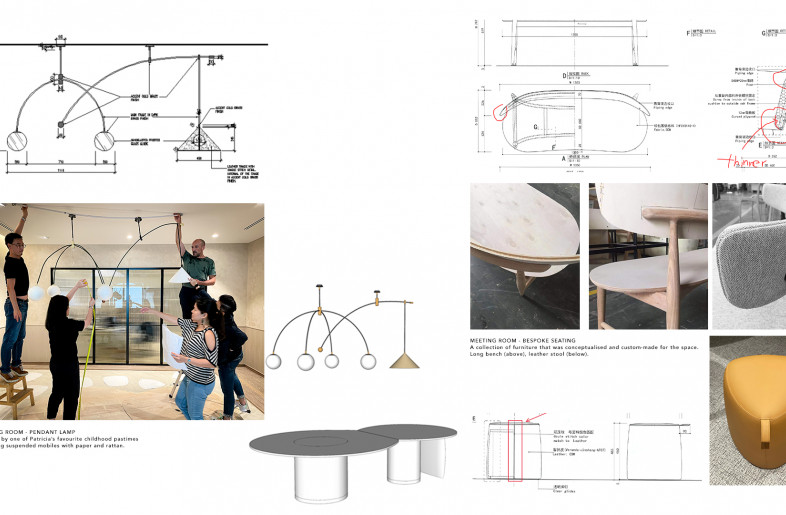 Various stages of development of bespoke furniture found in the Meeting Room. - White Jacket