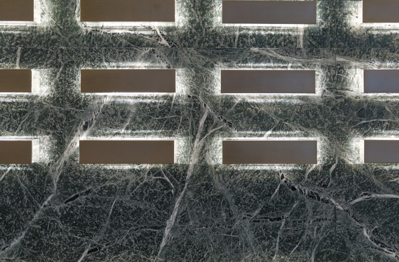 These glass bricks also turn into wall sconces that decorate the walls. - Jonathan Leijonhufvud Architectural Photography