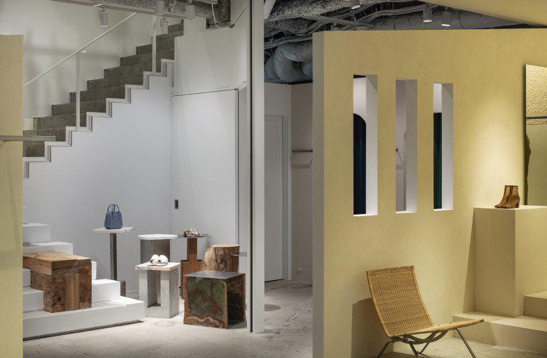 1F interior - Reclaimed fixture and furniture are scattered throughout the shop - KENTA HASEGAWA