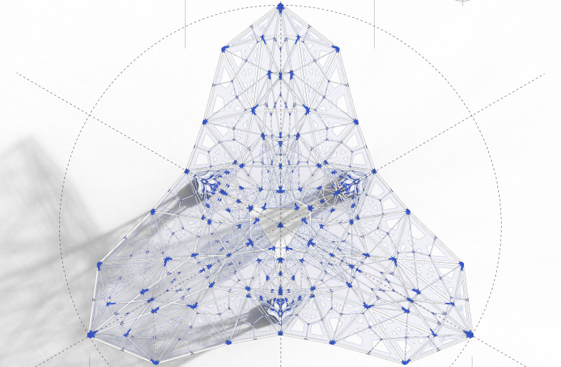 Top view of the shading panels as they correspond to the space frame. - Marirena Kladeftira