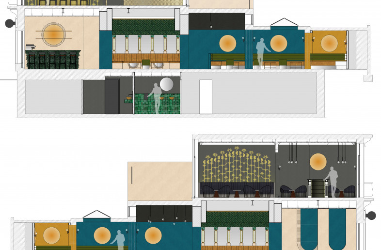 Left and right view. First floor: Touareg shisha bar, second floor: Le Fay cocktail bar. - WeWantMore