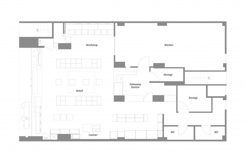 The store is designed to be one open-plan space with interconnected retail area, food-takeaway station and workshop - Jonathan Ng