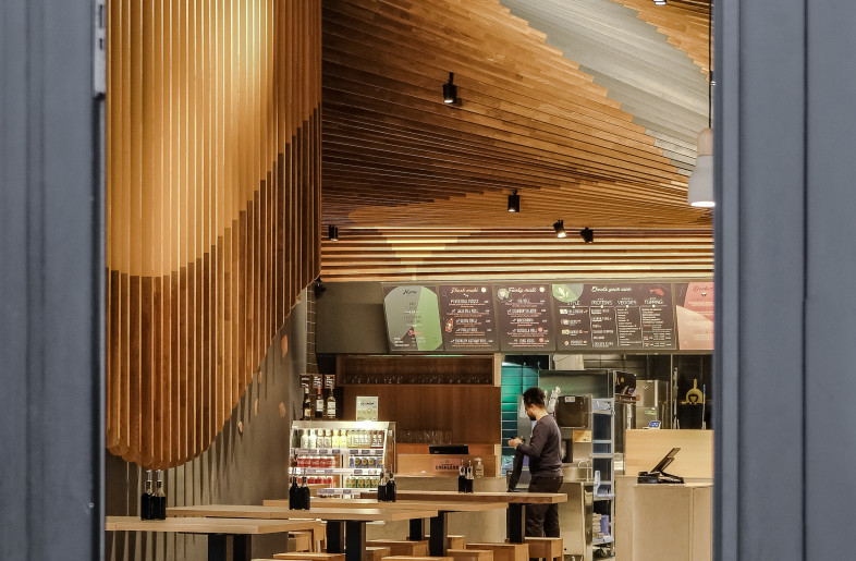 Computational design was central in conceiving the fully organic wooden envelope that floats elegantly in the space - Save As Studio