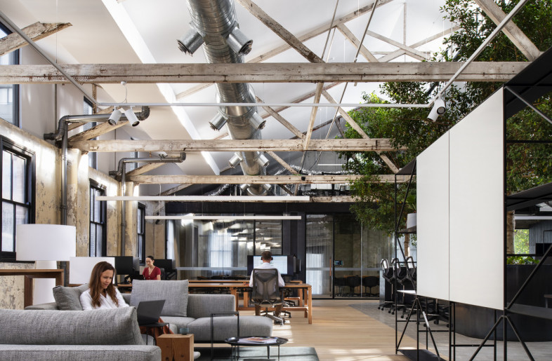 Woven metal work, hand-stitched leather details and solid timber joinery, hand-finished with expressed connections are signature design elements used to celebrate and pay homage to the rich history of the site. - Nicole England