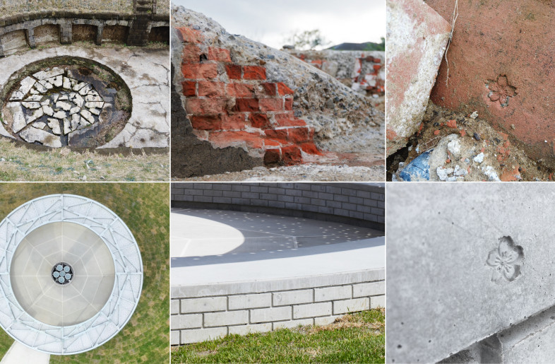 We incorporated the memories of the turret into the design of the monument, such as the bricks used in the turret at that time, the cherry blossoms engraved on the bricks, and the shape of the base. - Nacasa ＆ Partners Inc. | Akira Arai