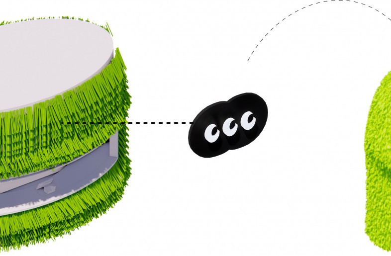 Secondly, from a brand 3D mascot, ‘Three-eyed Boy’ was transformed to an organic part of the bar structure in the space. - Design concept illustration
