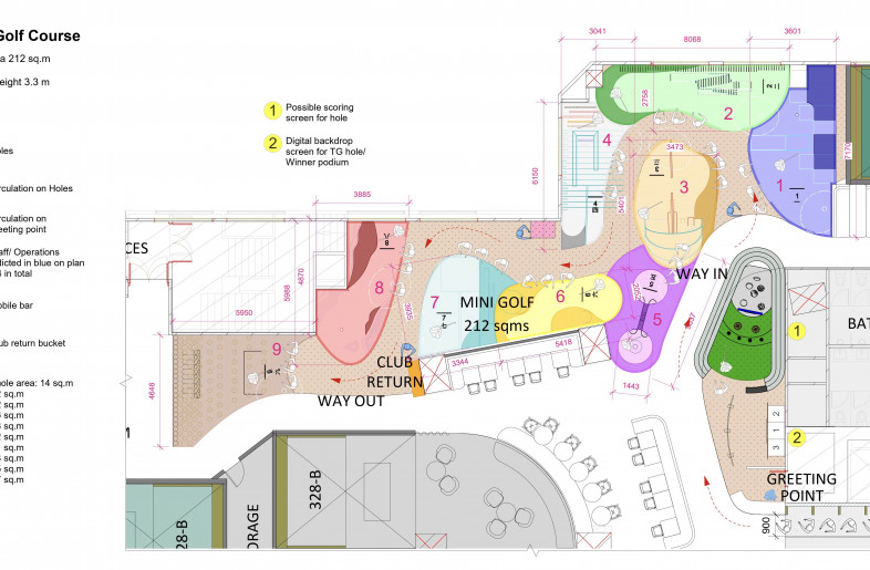 Mini Golf Course Floorplan - Zachary Pulman Design Studio