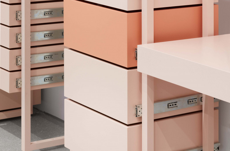 Detail of custome made storage shelving - Adolf Bereuter