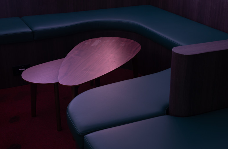 Custom booths were created to hold storage. - Finbarr Fallon