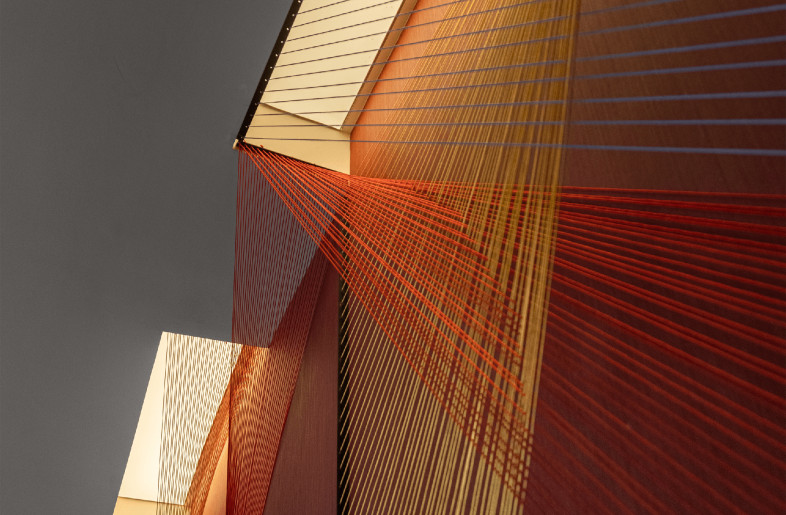Brocade and natural light interweave, and light & shade changes as time goes on in one day; where natural scenery and contemporary aesthetics coexist, bringing vitality and dreamlike images to the space and exploring the poetic life of colorful sunshine. - Qiwen Photography