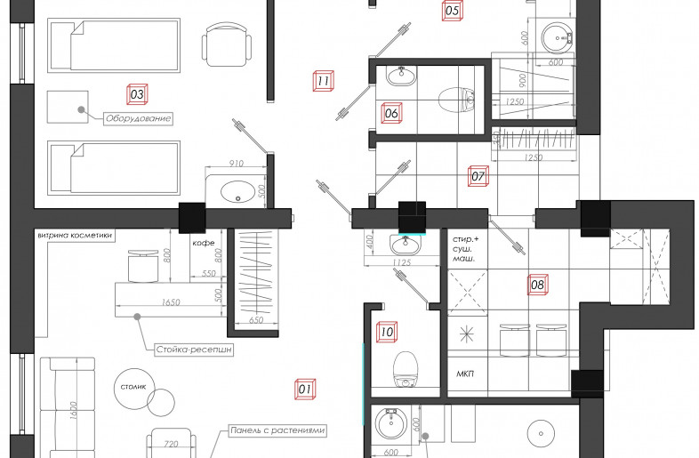 Floor plan of a medical center Forever Young - Design Buro Odintsova