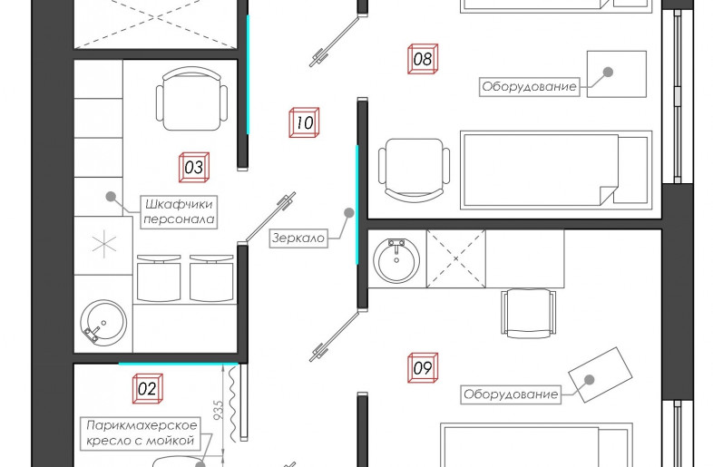 Floor plan of a medical center Forever Young - Design Buro Odintsova