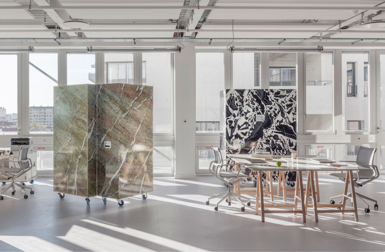 Pierre-Yves Morel painted the larger cabinets in regional marble patterns. - Antoine Huot