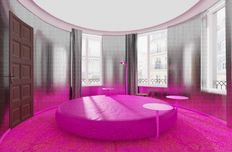 For the occasion of Bienvenue Art Fair in October, Crosby Studios was asked to turn Room 36 – a large, oval-shaped space – into a mixed-reality installation that can now be rented out to the public. - Courtesy of Crosby Studios